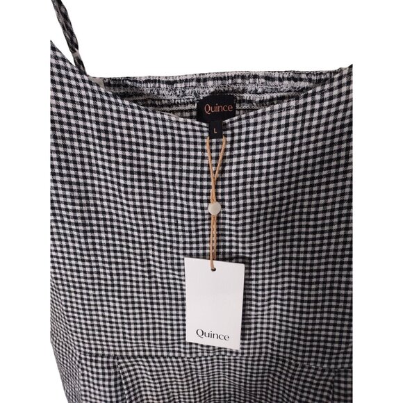 NWT Quince European Linen Scoop Neck Midi Black Gingham Dress Sz L Cottagecore - Picture 6 of 10